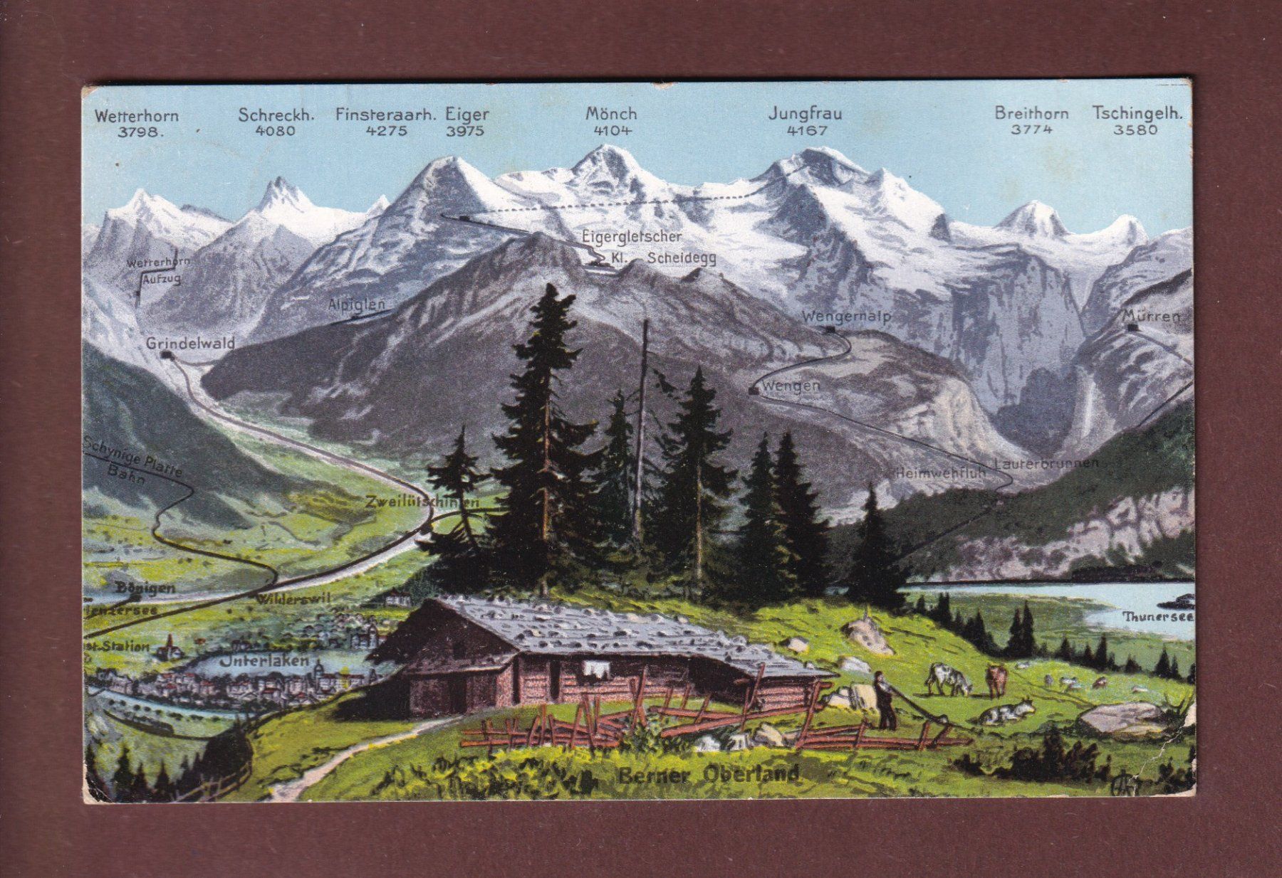 Cartoline postali: BERNER OBERLAND - 1909 // Eckbug // – Usato da Pully venduto da nicecards-shop