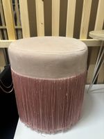 Runder Hocker mit Fransen rosa Fransen