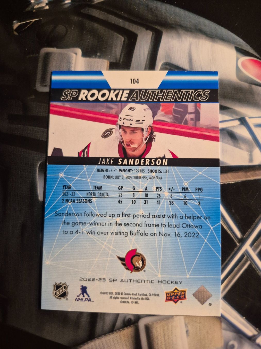 NHL Carte collezionabili: NHL Jake Sanderson Ottawa Senators Rookie – Usato da Treiten venduto da Sauber73 1