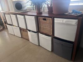 9 weiße Aufbewahrungsboxen / Stoffboxen 
