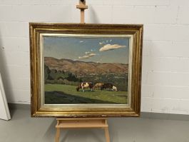 Gemälde Kühe Berge Landschaft "Paisaje de Cerdana" 1944