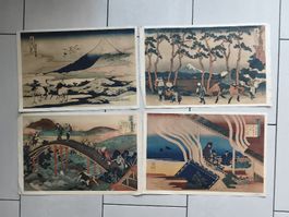 Quatre estampes japonaises ukiyo-e lot de quatre pièces