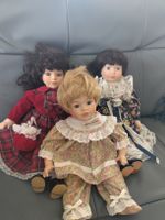3 Porzelan puppen Blond Braun Haare