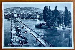 Genève - Vieilles voitures sur Pont du Mont Blanc 1935