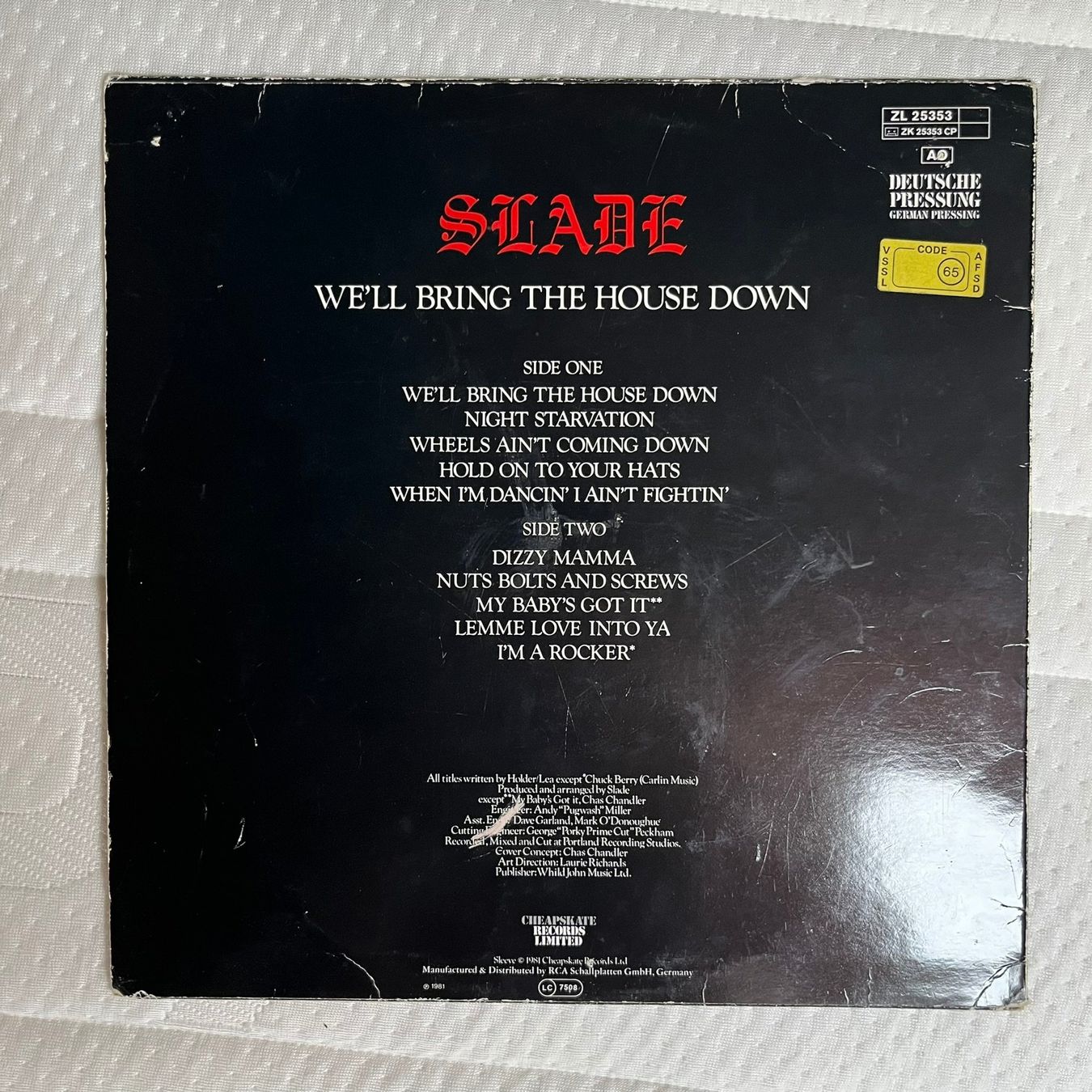 Vinyles: Slade ‎– We'll Bring The House Down vinyl LP 1981 – D'occasion à Effretikon par ChrisLamberger 1
