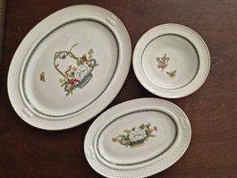 Porzellan Jadeborg "Bouquet", 3x Servierplatte