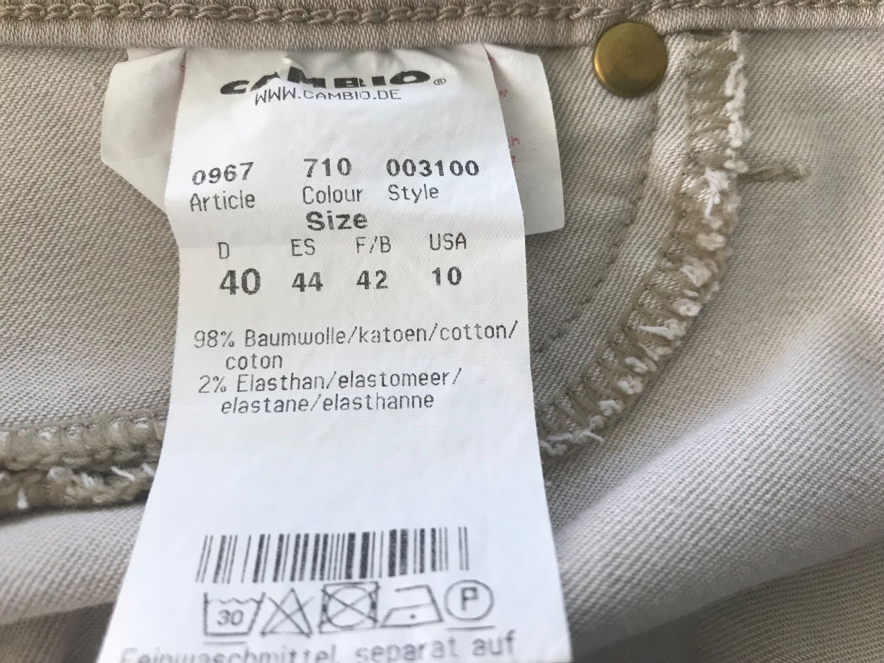 Cambio Jeans: Cambio Jeans beige, Gr. 40/Style003100 – Usato da Niederteufen venduto da mix18 1