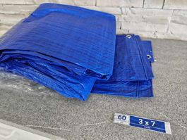 2 x Abdeckplane Schutzplane Gewebeplane 3 x 7 Meter blau