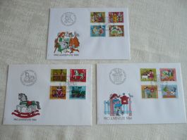 Pro Juventute 1983 - 85 3 FDC SBK J286 - J297