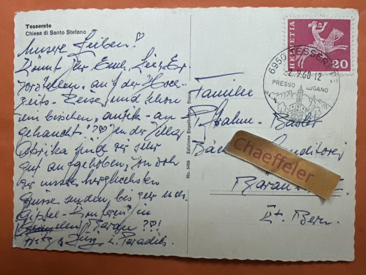 Ansichtskarten: 1968 Tesserte Chiesa di Santo Stefano – Gebraucht aus Zürich von Chaeffeler 1