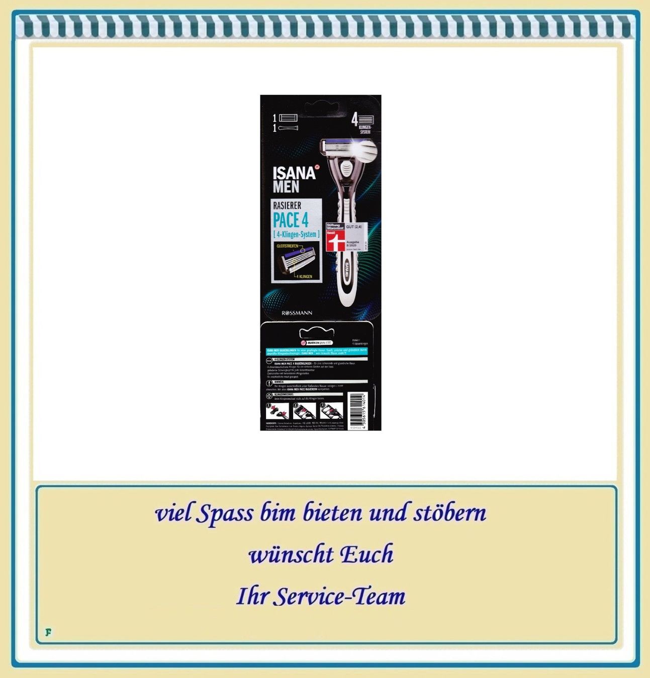 Rasoi & Lamette da barba: ISANA® MEN • PACE 4 • Nassrasierer – Nuovo e nell'imballaggio originale da Münchwilen TG venduto da FLOHMIFLITZER 1