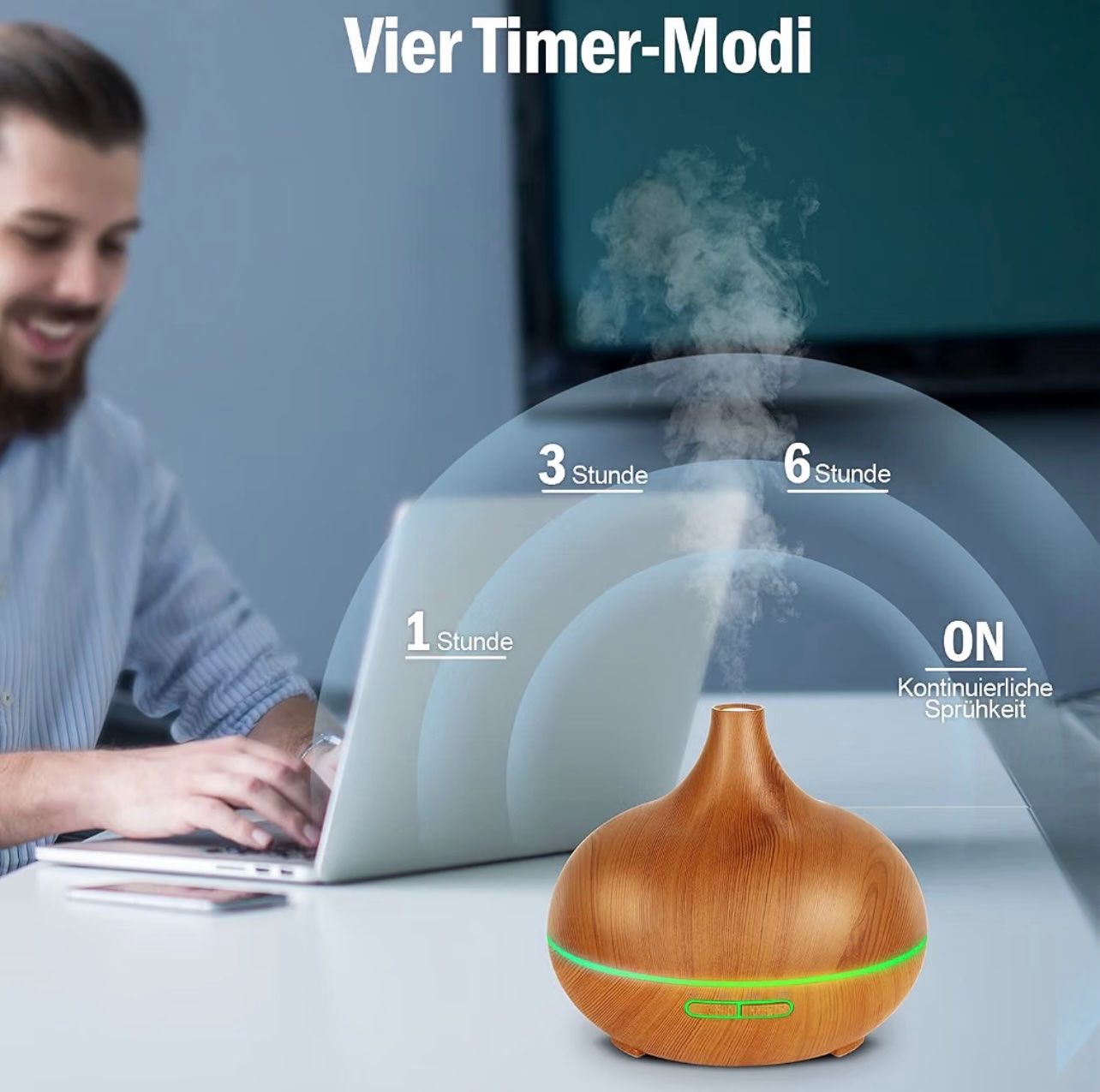 Duftöldiffusoren: Aroma Diffuser 550ml braun Holzoptik LED Licht – Neu und originalverpackt aus Basel von Seifehuesli 2
