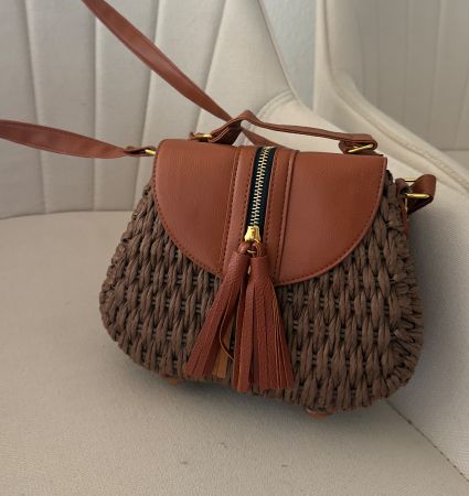 Tasche Umhaengetasche geflochten braun Lederimitat neu