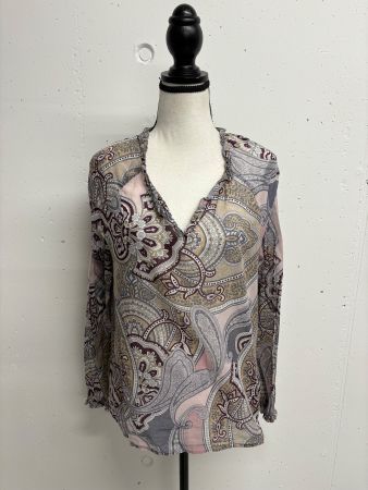 Milano Italy Bluse mit Muster Gr. 38 grau rosa Paisley