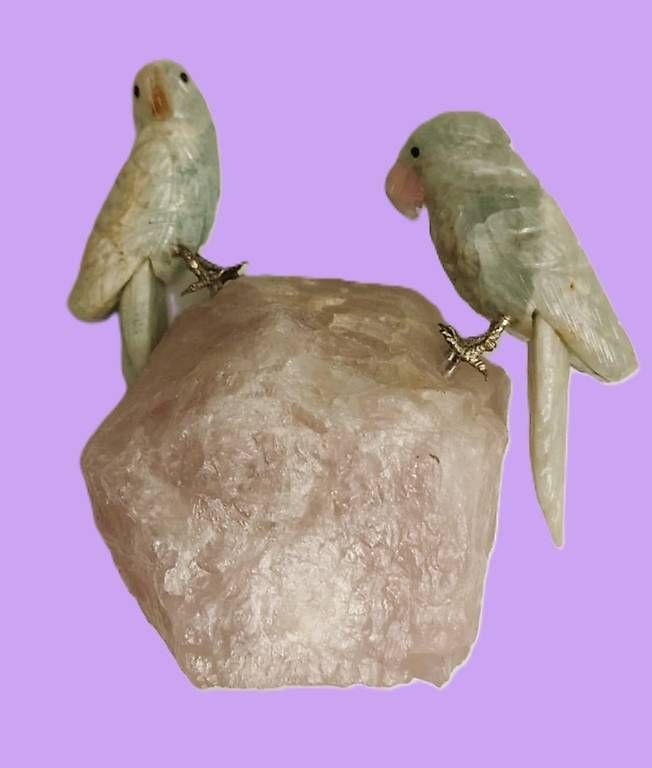 Statuette: 2 Vögel auf und aus Halbedelstein – Usato da Rheineck venduto da han_c85z 1