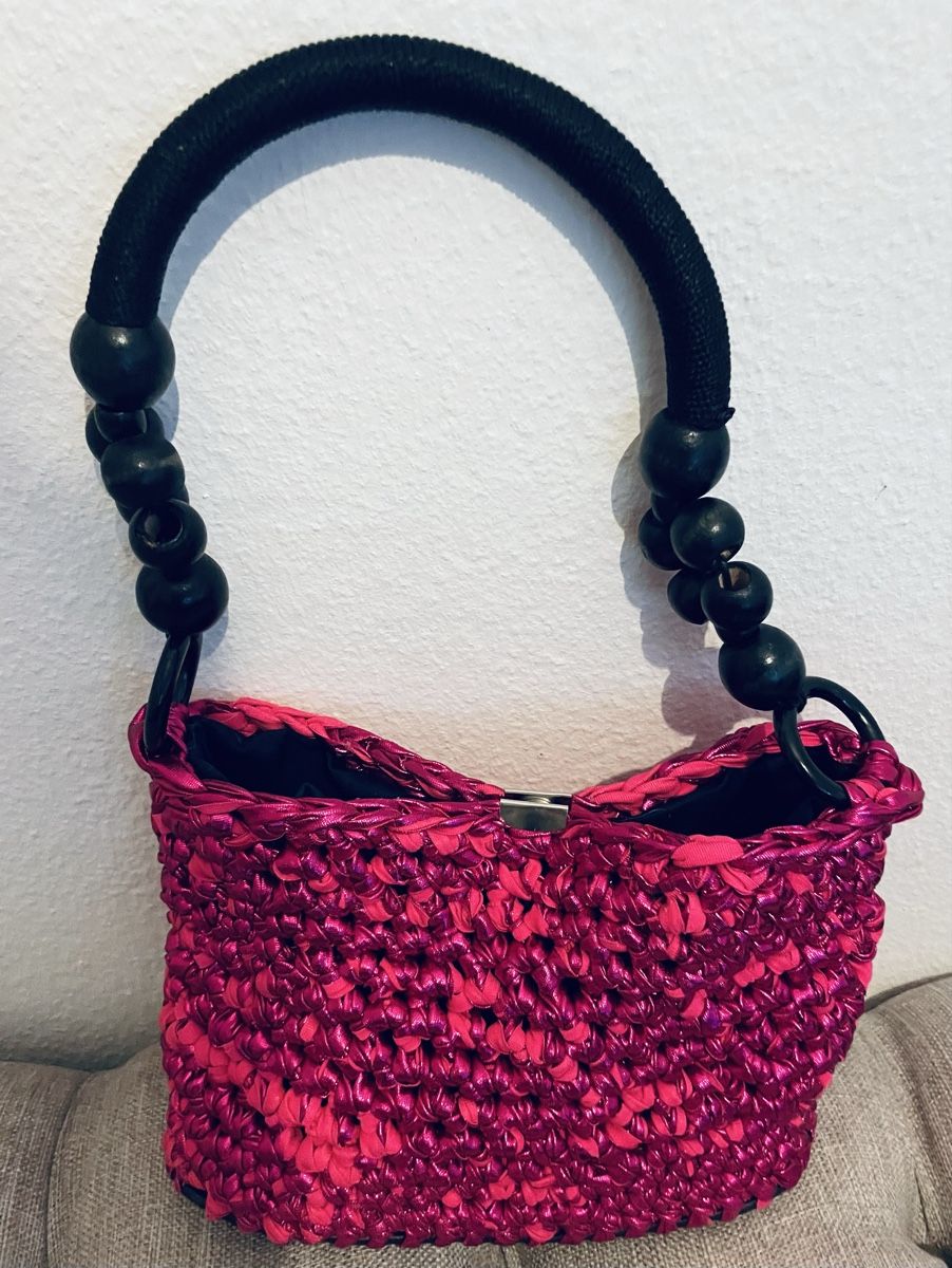 Taschen für Damen: Pinke Sommer Handtasche mit Holzperlen - Neu – Neu und originalverpackt aus Au ZH von Jaggy4 2
