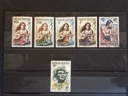 Timbres Polynésie Française 0.25, 0.10, 1, 2, 10, 4RF
