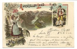 Gruss aus dem Appenzeller Land (AI) Alpstein - Litho  1898 !