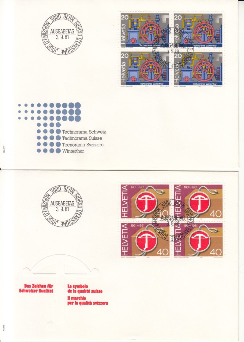 Tutti i francobolli: SBK 656 - 659 im 4er Block FDC – Usato da Bürglen TG venduto da StampGraf 1