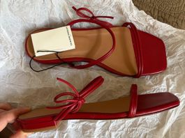 Claudie Pierlot Red Leather Slip-on Summer Shoes