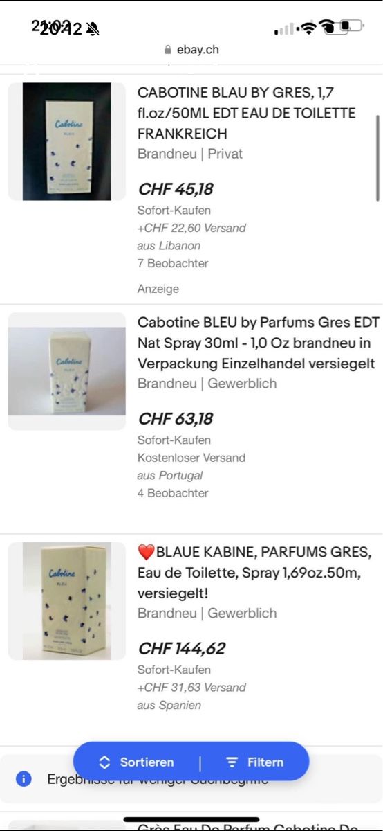 Profumi & Eau de Toilette: Gres Cabotine Bleu, Eau de Toilette Parfüm – Usato da Niederbüren venduto da Oetschli 3