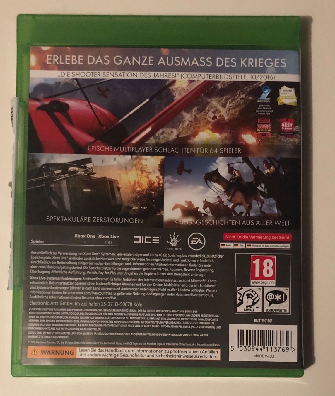 Microsoft Jeux: Battlefield 1 für Xbox One – D'occasion à Kestenholz par Mad18 1