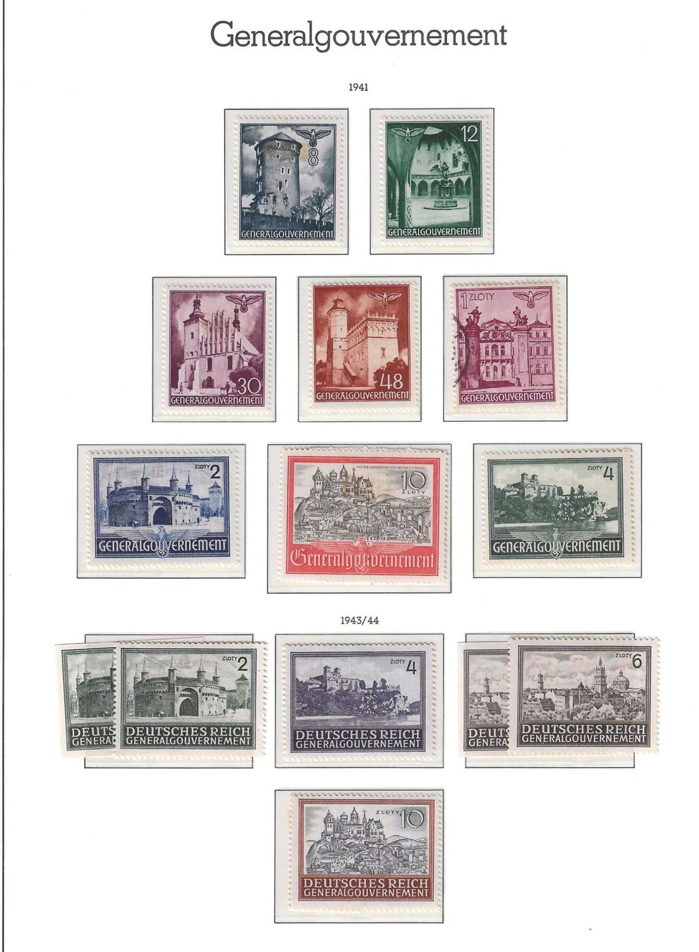 Alle Briefmarken: Sammlung  Generalgouvernement 1940 - 1945 – Neu (gemäss Beschreibung) aus Gümligen von Geniusbuy 1