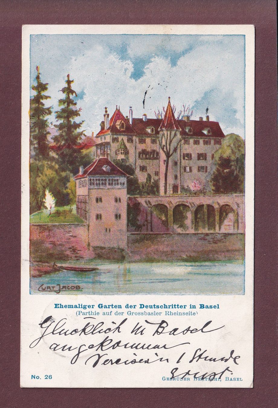 Cartoline postali: BASEL - Garten der Deutschritter - 1899 – Usato da Pully venduto da nicecards