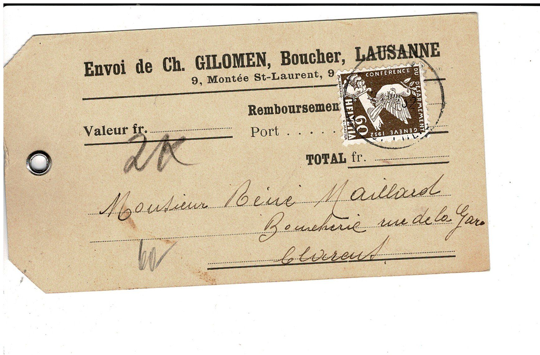 Tutti i francobolli: 189 Paketbegleitzettel – Usato da Lausanne venduto da Whorvath