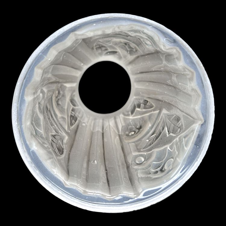 Plafonnier Ancien En Verre Moulé Dépoli, Style Industriel, Diamètre 20,4 Cm, Fabrication Française