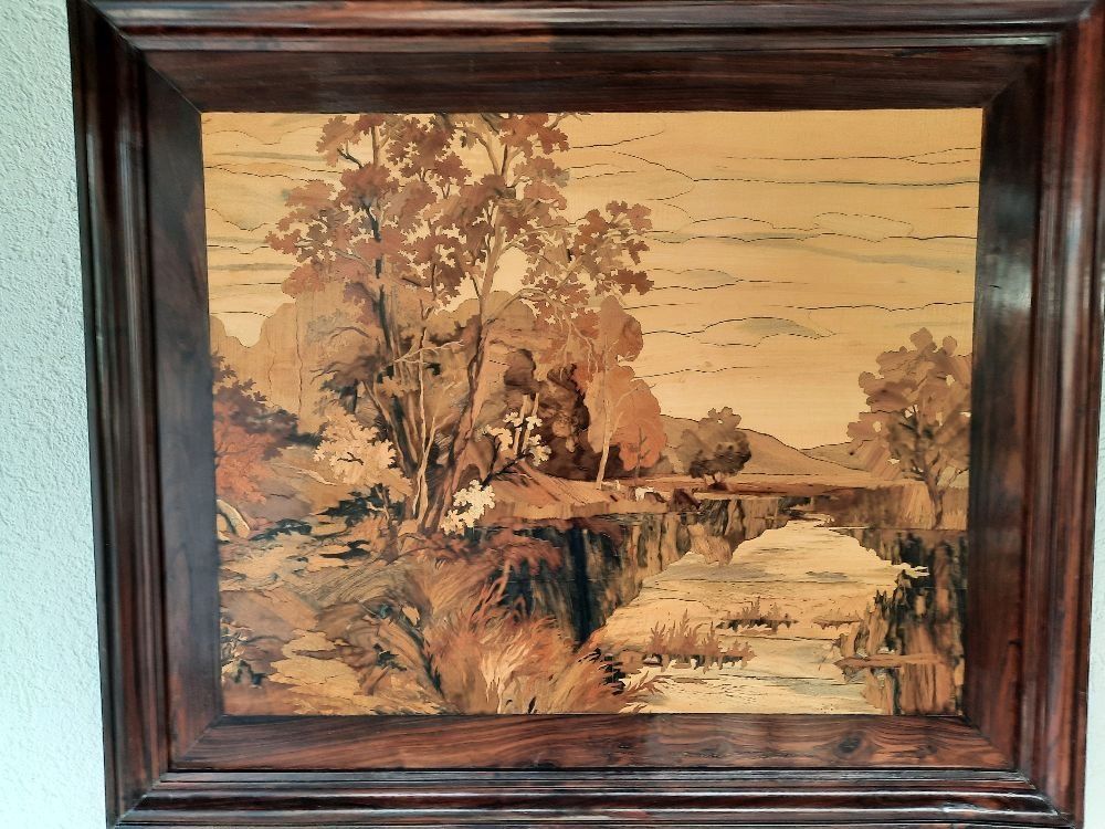Foto & Immagini: Edles Intarsienbild, Holzkunst mit Rahmen, Herbstdeko – Usato da Eschenbach venduto da Alicekunst 3