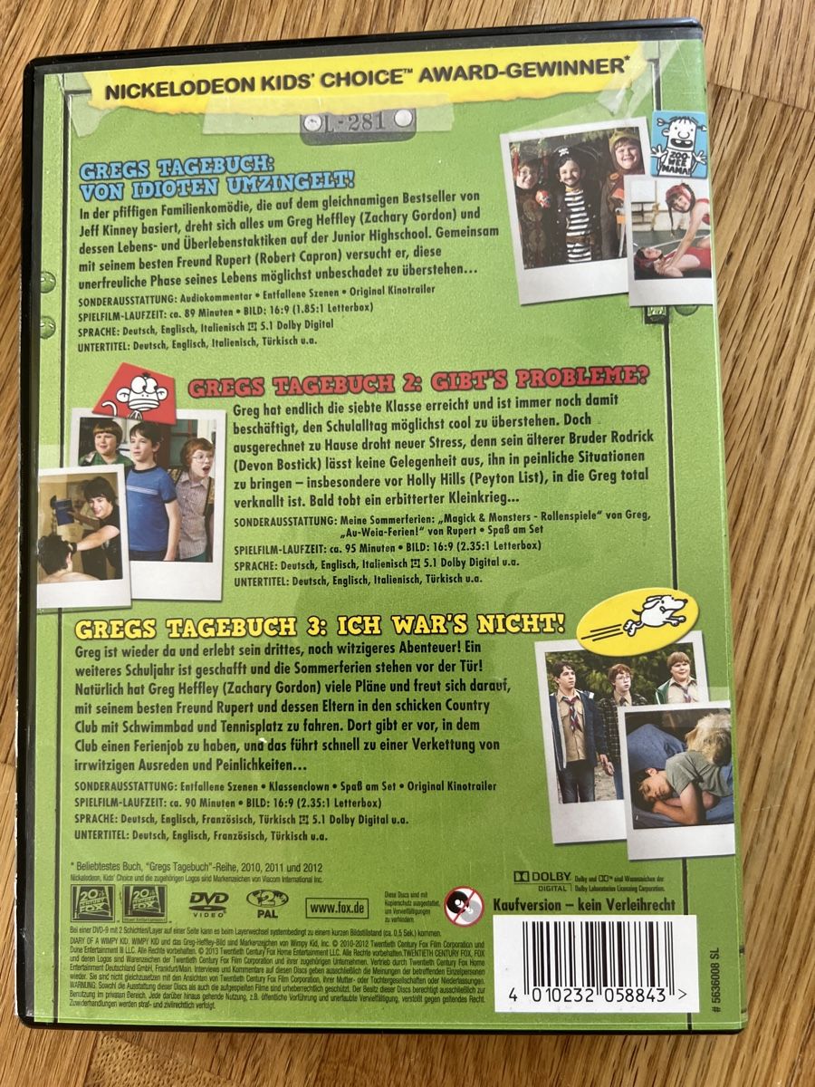 Tutti i DVDs: Gregs Tagebuch 1,2&3 plus gratis Hörspiel – Usato da Zell  ZH venduto da sweety052 1