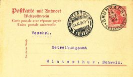 Grunbach - Postkarte Stempel nach Winterthur + 1909