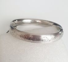 Vintage Armreif Silber 835 mit Blumenmuster 
