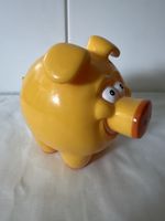 Spardose Sparschwein Migros gelb mit Deckel guter Zustand