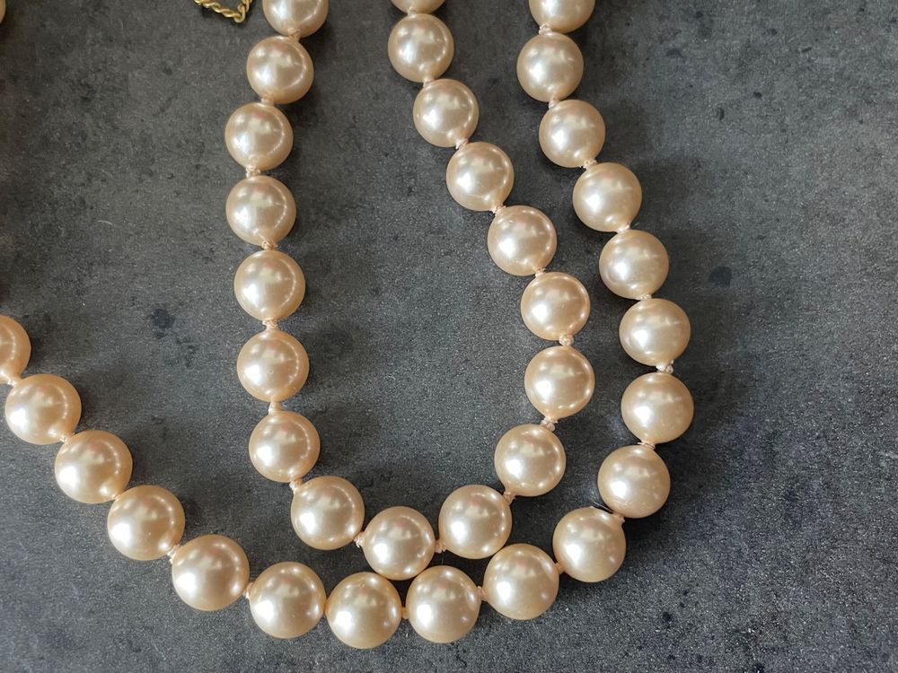 Collier Ancien En Perles Vintage - Bijou Rétro Occasion - Sans Marque - Pièce Unique à Style Rétro