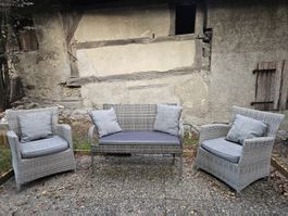 Gartensitzgruppe in Rattan-Optik, 3-teilig