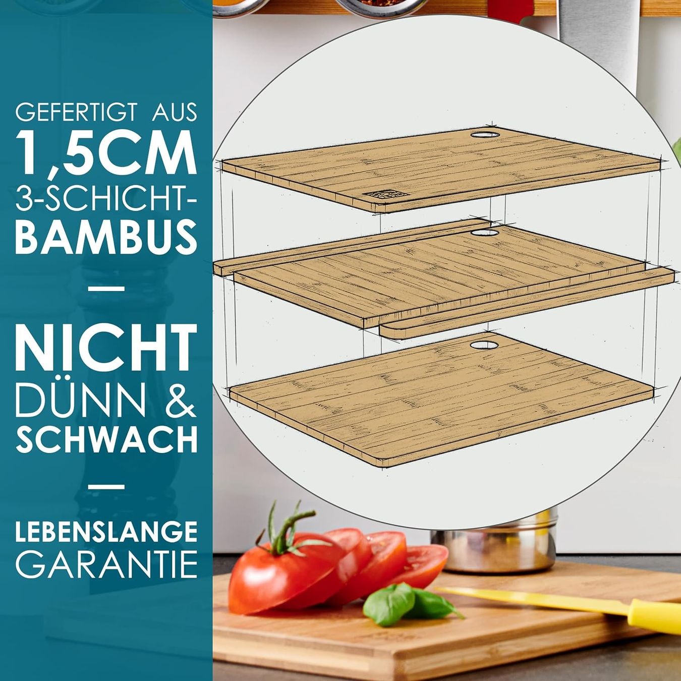Elettrodomestici da cucina: Schneidebrett Holz (3er Set) – Nuovo e nell'imballaggio originale da Nuglar venduto da SaleRitter 2