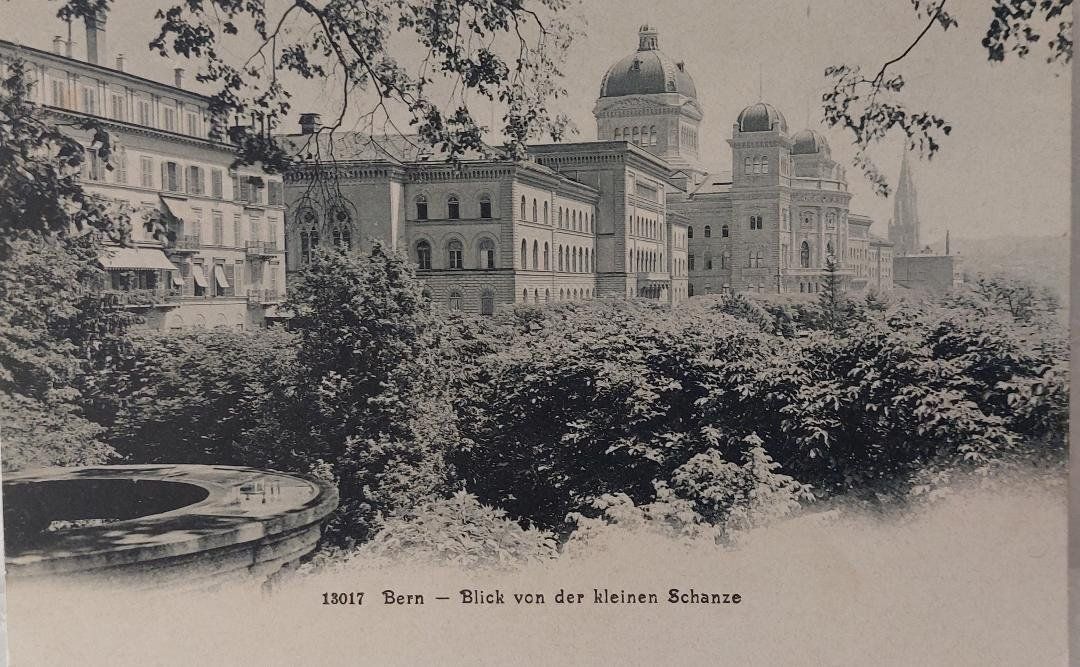 Ansichtskarten: BERN  -  Blick von der kleinen Schanze – Gebraucht aus Delémont von Domdom1