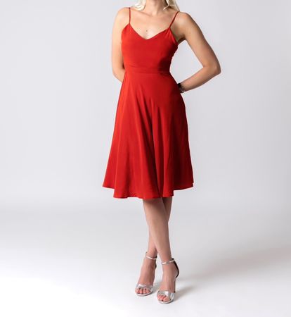 Rot Seidenkleid Gr.38 - 100% Seide mit Futter