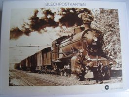 Blechpostkarten mit SBB-Dampflokomotiven als Moto, 10 Stück