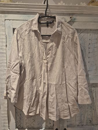 Damen Bluse leicht Gr. M beige Leinenoptik