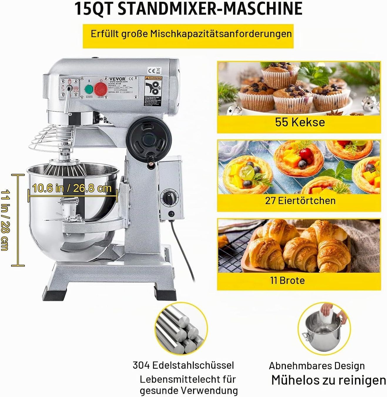 Elettrodomestici da cucina: VEVOR Knetmaschine 14 L – Nuovo e nell'imballaggio originale da Bottighofen venduto da zaap 3