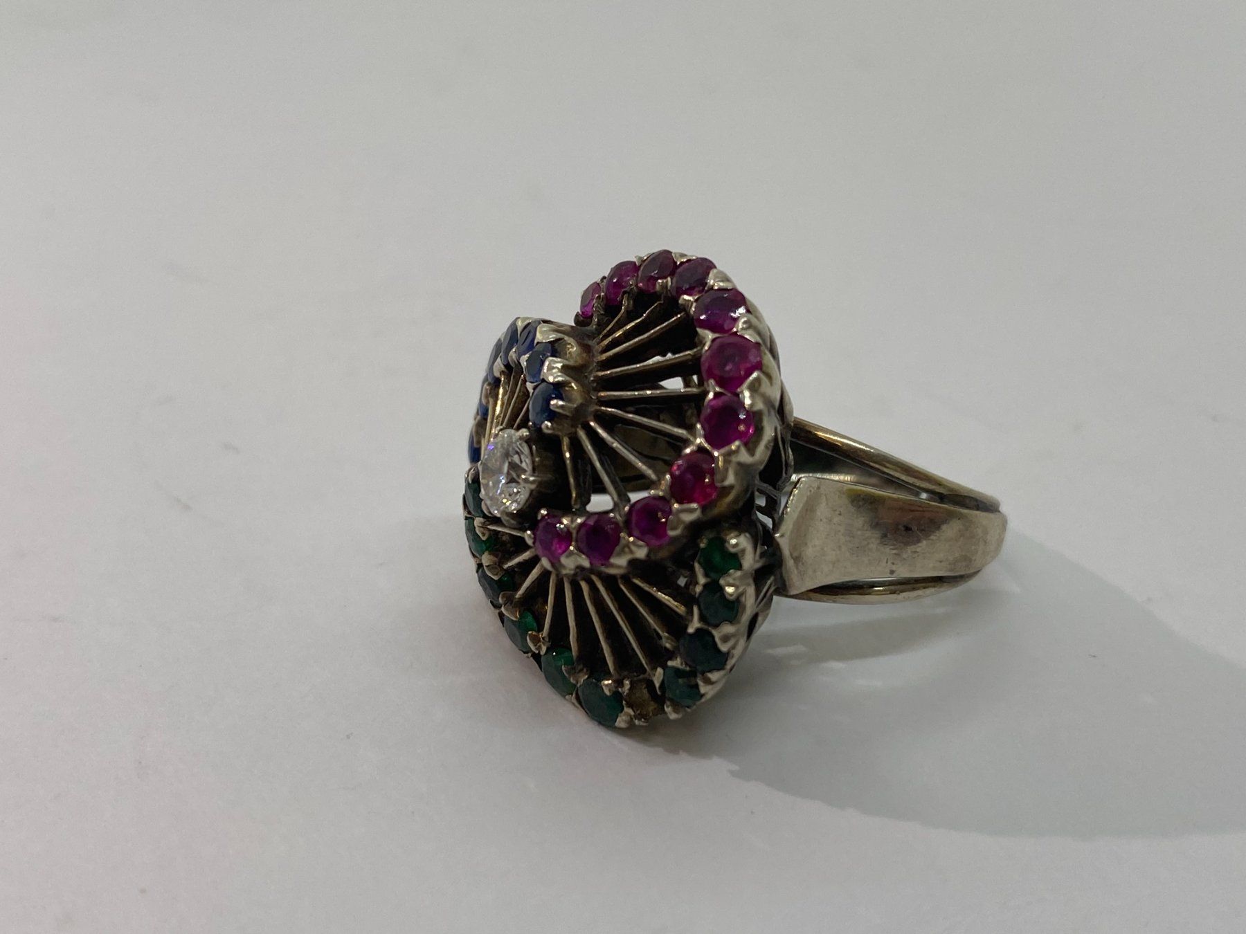 Anelli: Ring Diamant, Saphir, Rubin & Smaragd Silber /i426 – Usato da Bern venduto da JMsoehne1987 5