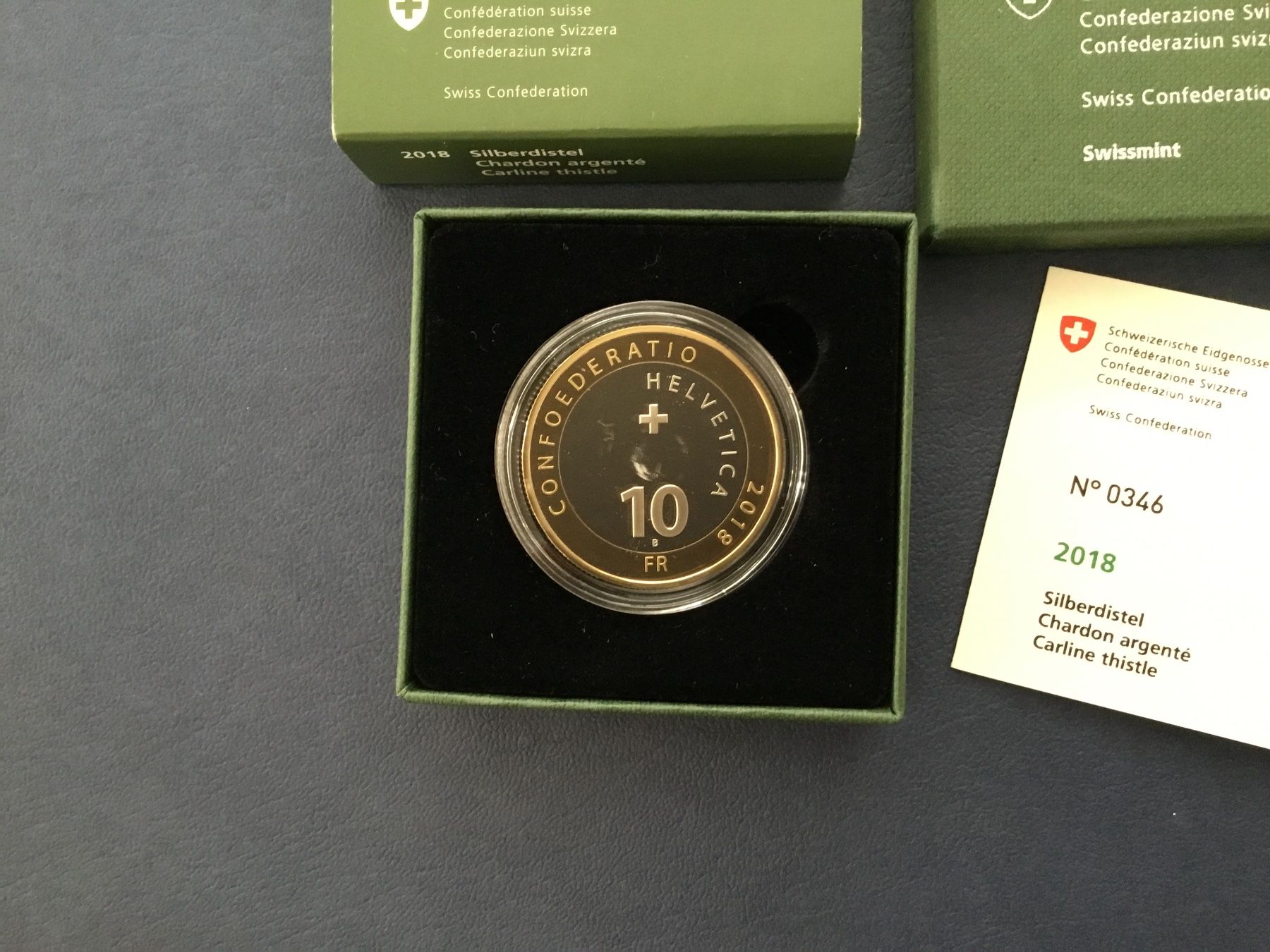 Tutti le monete: 10 Franken Silberdistel 2018 PP – Nuovo e nell'imballaggio originale da St. Margrethen SG venduto da alfapeugeot10 2