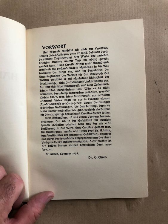 Dr. Giuseppe Clivio Hans Carossa Kaufen auf Ricardo