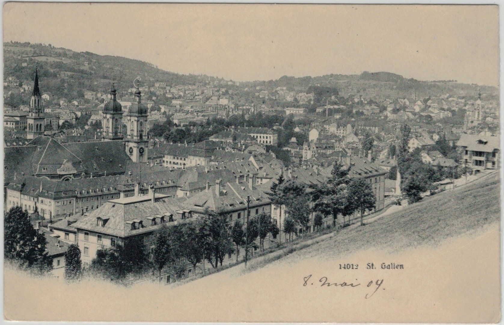 Ansichtskarten: ST. GALLEN Generalansicht 1909 SG 4 – Gebraucht aus Fribourg von philafri