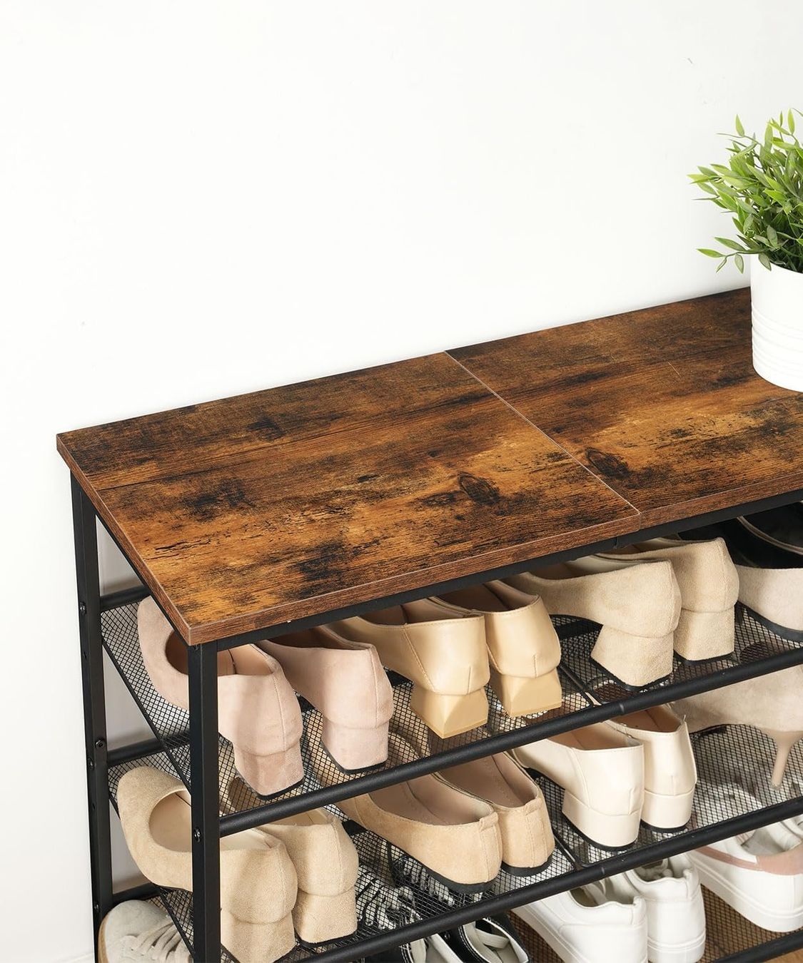 Scaffali: Schuhregal 5 Ebenen Schuhständer Metallregal Flur Holz – Nuovo e nell'imballaggio originale da Schaffhausen venduto da AllesMussRaus90 3