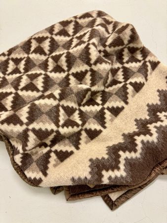 Vintage Calwer Decke 100% Lama-Alpaca - maronbraun/beige