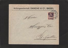 Perfin , Danzas Basel , gel. 8.l.1918 nach St.Gallen